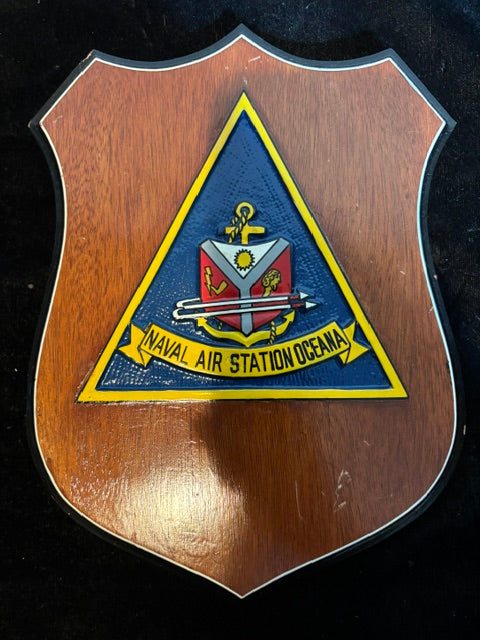 #Hand-Carved Naval Air Station Oceana Wooden Wall Plaque - Annapolis Maritime Antiques