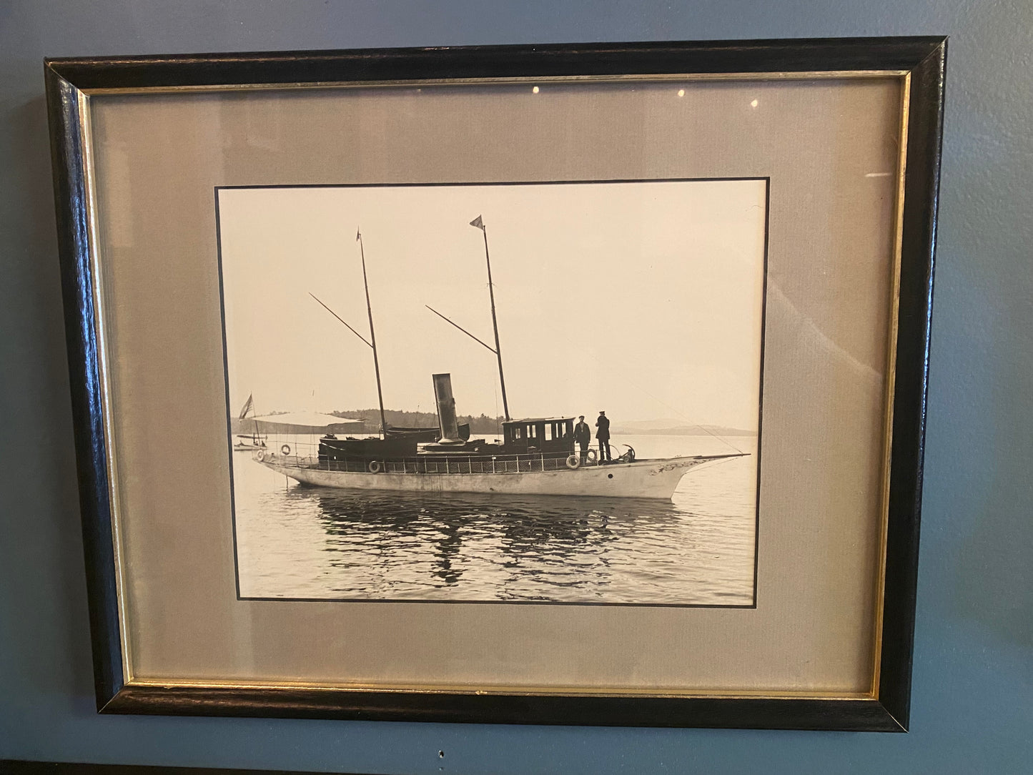Black and White Photograph of a late 1800's Yacht