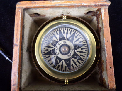 Compass - in Wooden Box, Antique