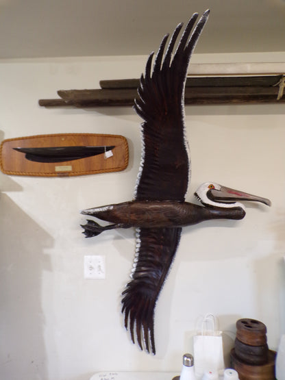 Pelican in Flight, Wood Carving