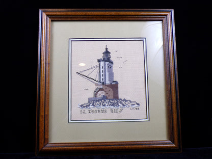 St. George Reef Lighthouse - Framed Needlepoint