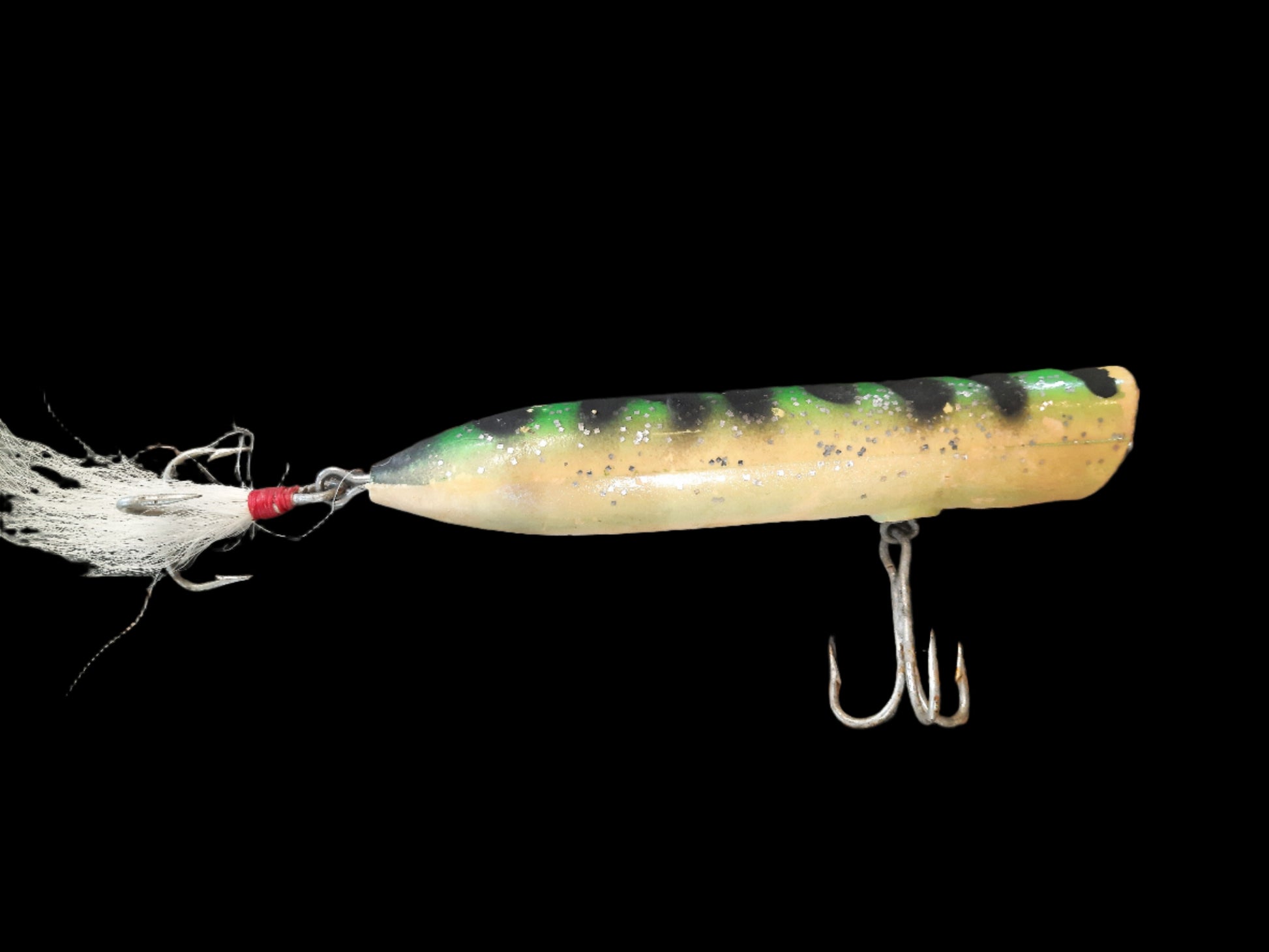 custom made fly fishing lures Fly Lure, Vintage green and tan – Annapolis Maritime Antiques