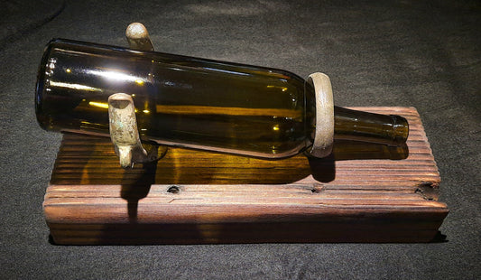 Wine Bottle holder - Liberty Ship wood with Antique Oarlocks