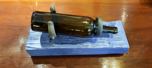 Wine Bottle holder - Liberty Ship wood with Antique Oarlocks and distressed paint