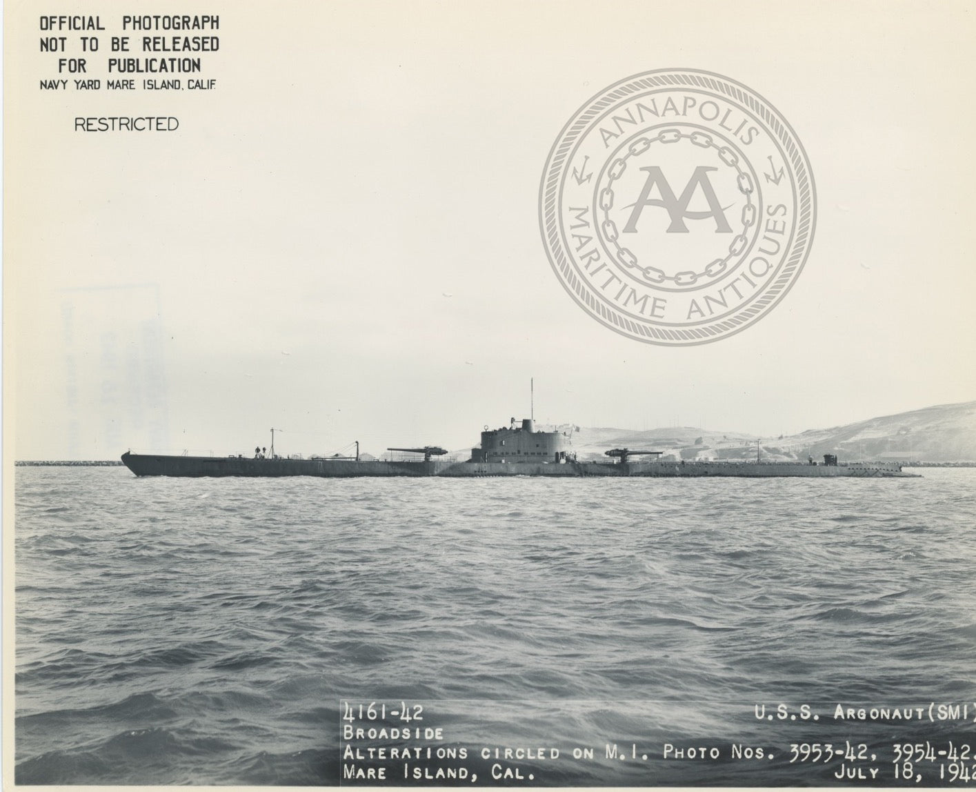 USS Argonaut (SS-166 / V-4 ) Submarine