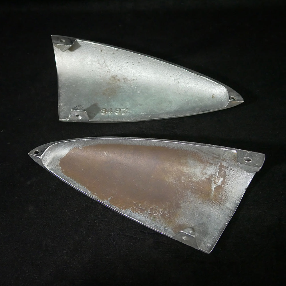 Bottom of pair of 10" polished chrome ventilators. Left 3495, right 3497.