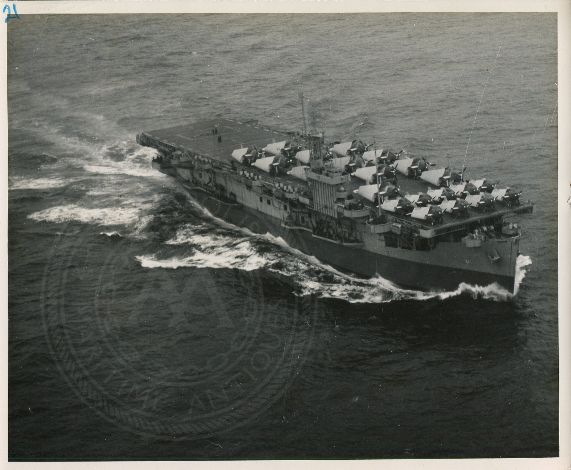 Official Navy Photo of WWII era USS Block Island (CVE-21) Aircraft Carrier - Annapolis Maritime Antiques