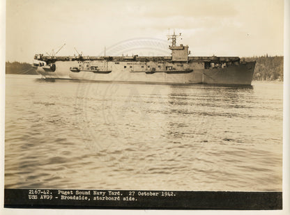 Official Navy Photo of WWII era USS Bogue (CVE-9) Aircraft Carrier - Annapolis Maritime Antiques