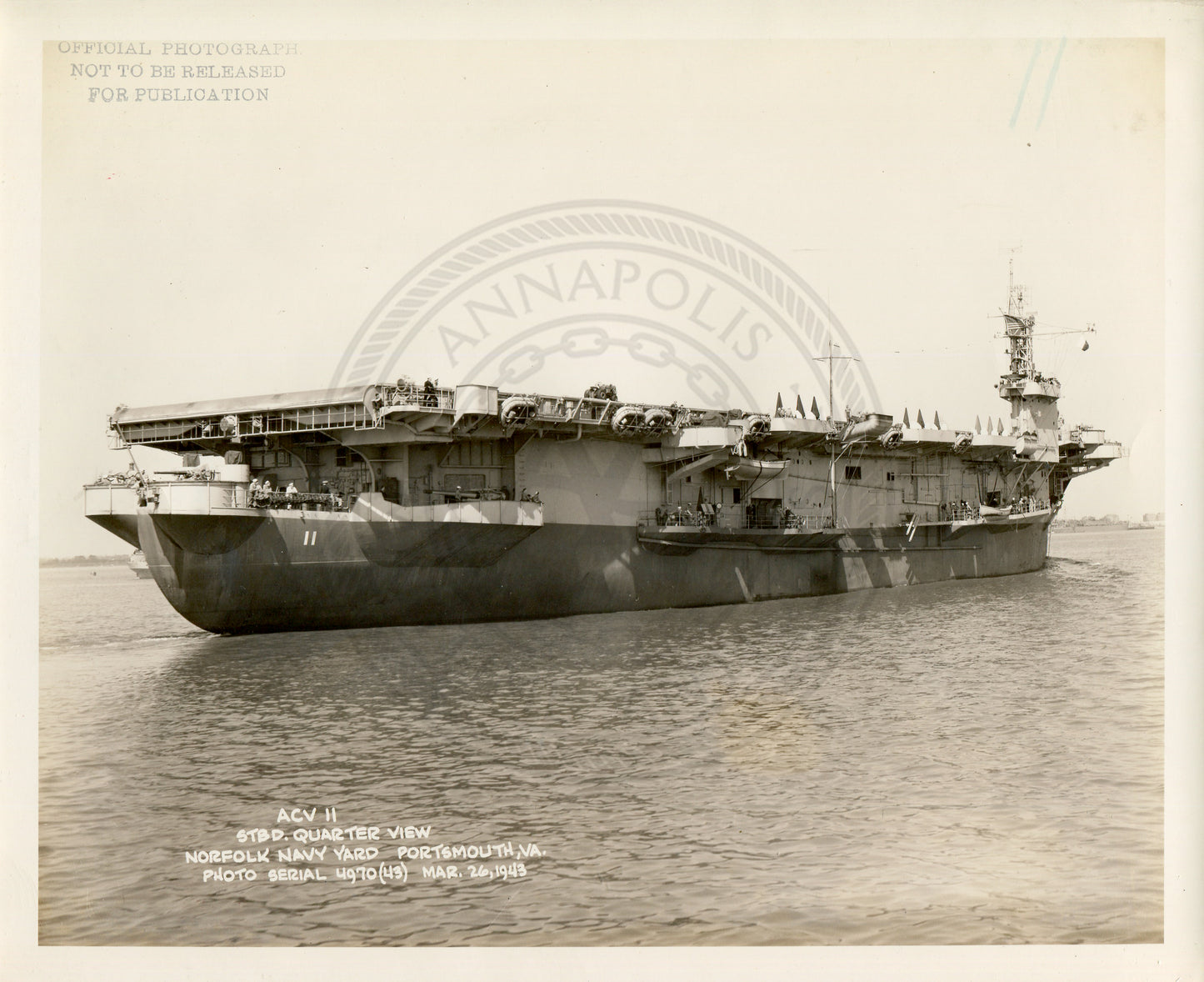 Official Navy Photo of WWII era USS CARD (CVE-11) Aircraft Carrier - Annapolis Maritime Antiques