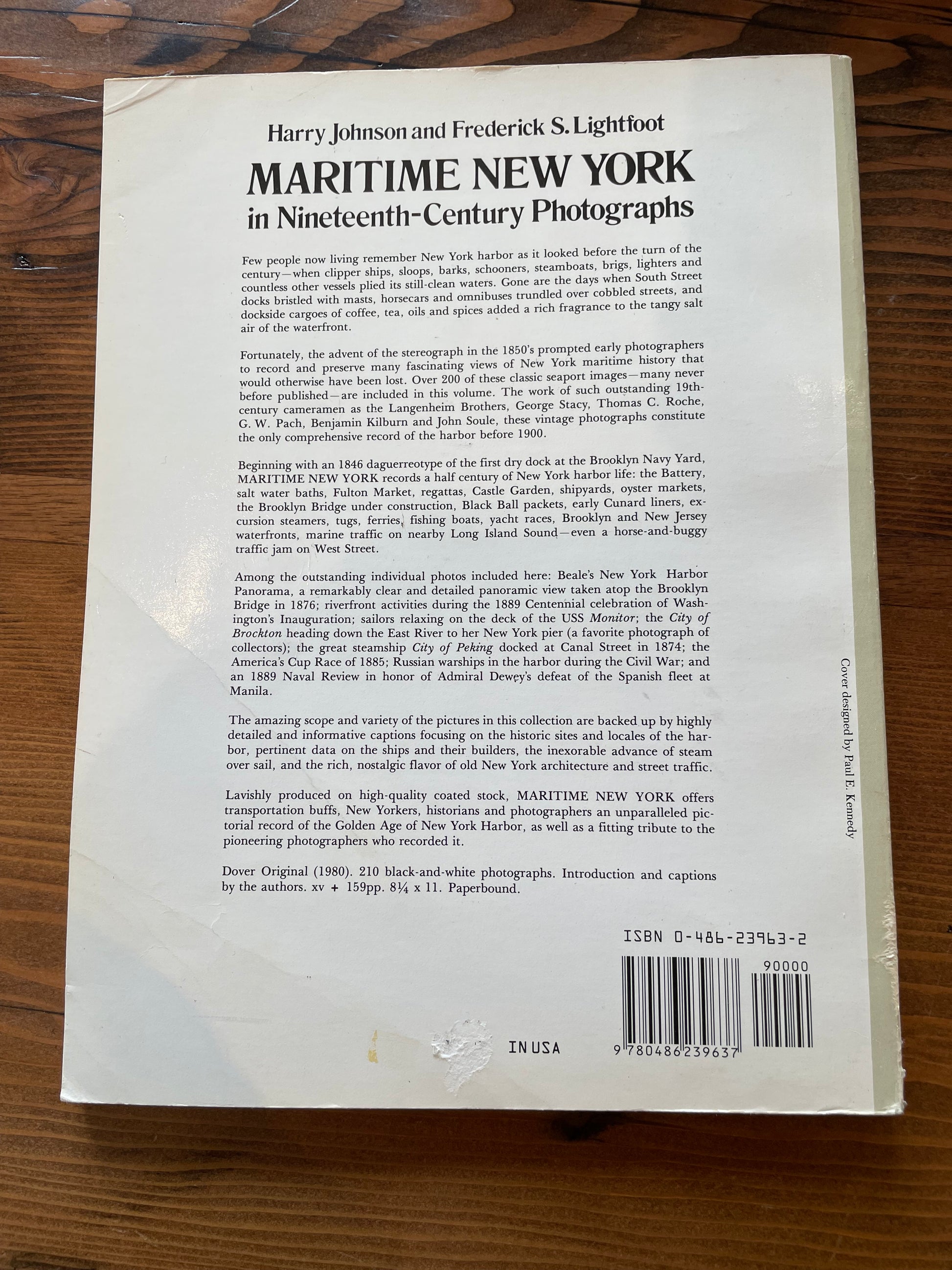 A picture of the back cover of "Maritime New York in 19th Century Photographs"