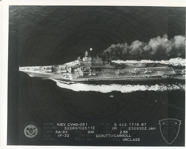 Official U.S. Navy photo of Soviet aircraft carrier Kiev underway. - Annapolis Maritime Antiques
