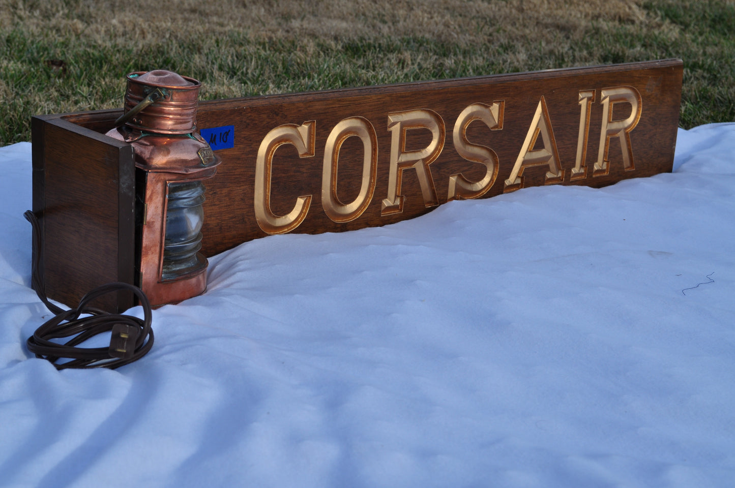 Quarter Board, "Corsair", with Tung Woo Starboard Light - Annapolis Maritime Antiques
