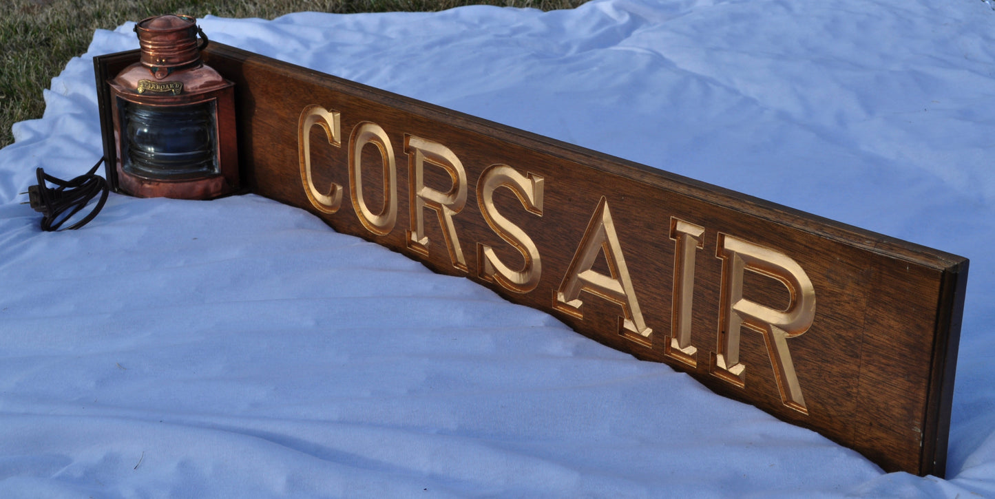 Quarter Board, "Corsair", with Tung Woo Starboard Light - Annapolis Maritime Antiques