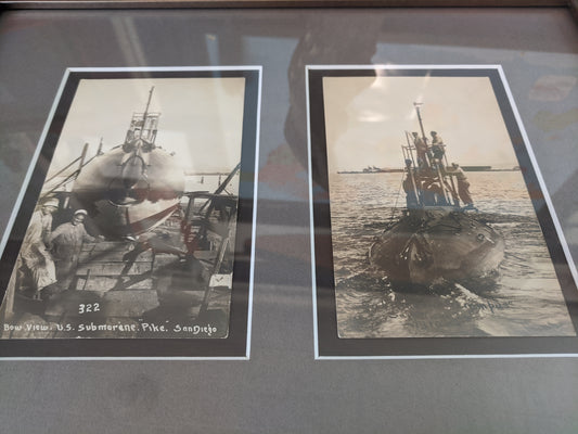 Framed Postcards, 1910 Submarines Pike and Grampus