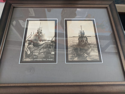 Framed Postcards, 1910 Submarines Pike and Grampus