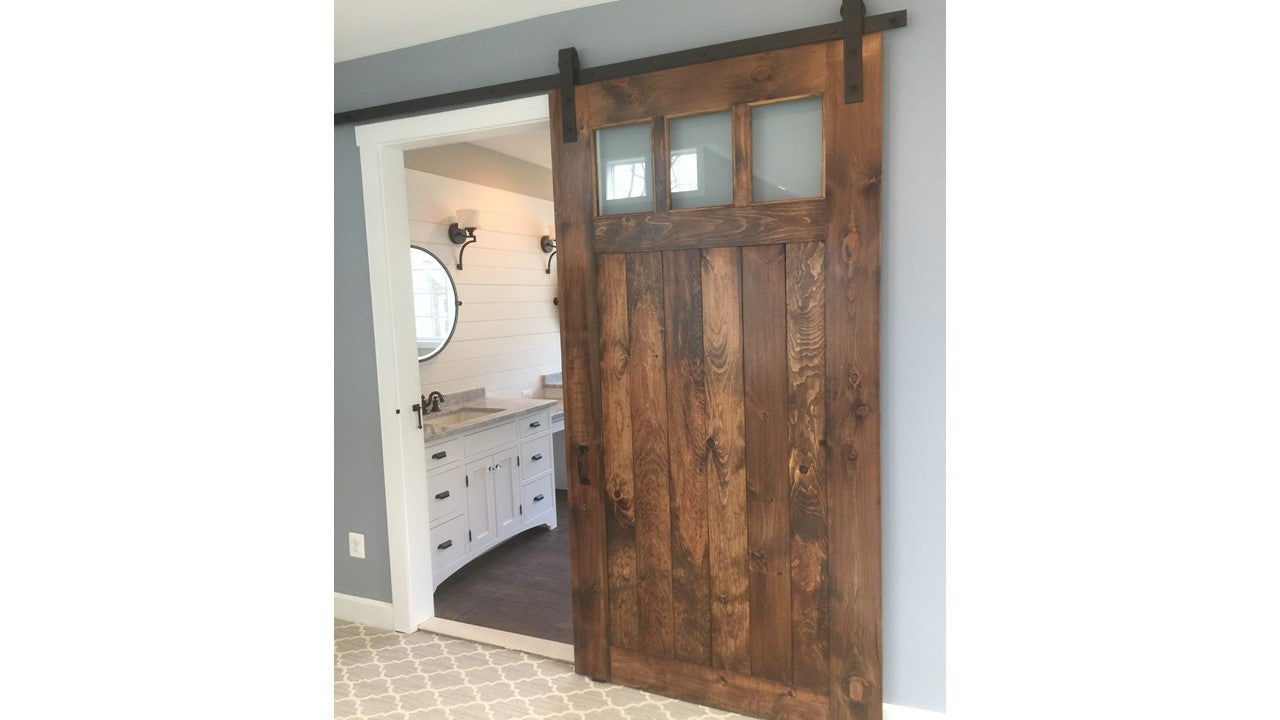 Barn Door with Glass Partitions and Custom Sliders