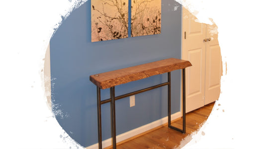 Live Edge Designer Table w/ Custom Recycled Steel Base