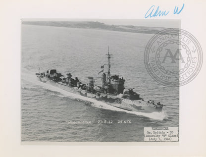 British and Canadian Admiralty "W" Class Destroyers (B)