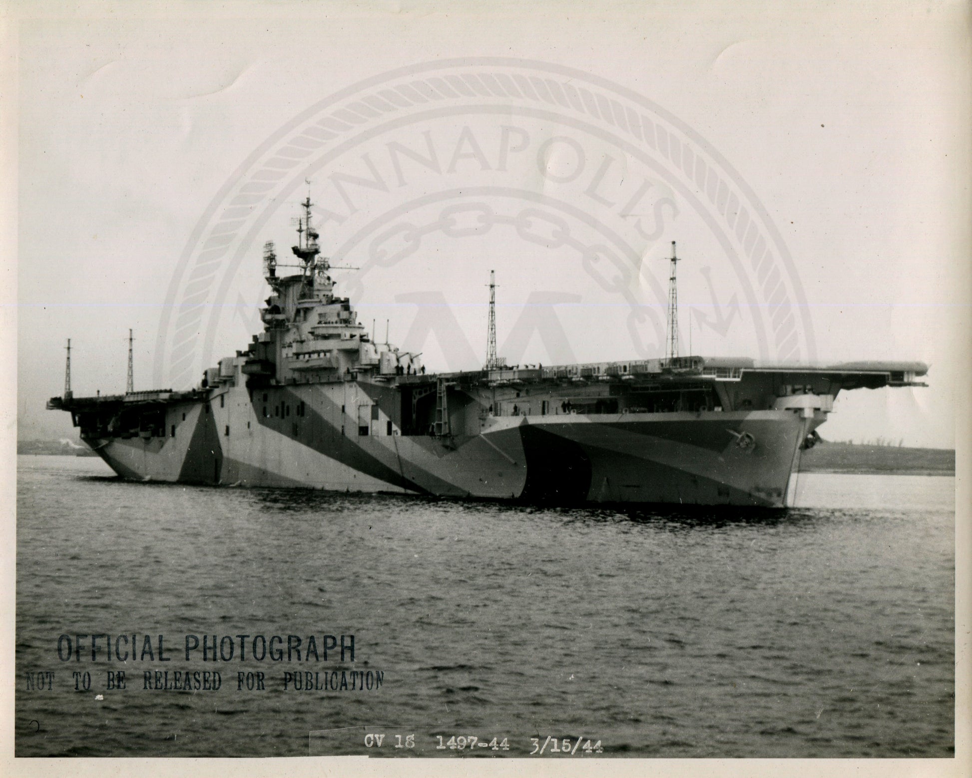 Official Navy Photo of WWII era USS Wasp (CV-18) Aircraft Carrier - Annapolis Maritime Antiques