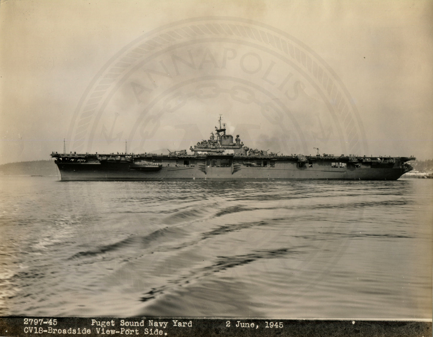 Official Navy Photo of WWII era USS Wasp (CV-18) Aircraft Carrier - Annapolis Maritime Antiques