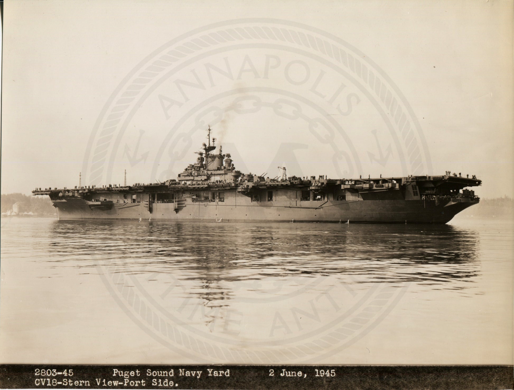 Official Navy Photo of WWII era USS Wasp (CV-18) Aircraft Carrier - Annapolis Maritime Antiques