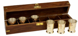 Box w/6 Brass Shot Glasses