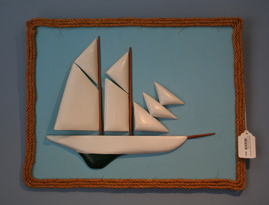 Carved Sailboat with Rope Trim, Cape Cod, 1941 - Annapolis Maritime Antiques
