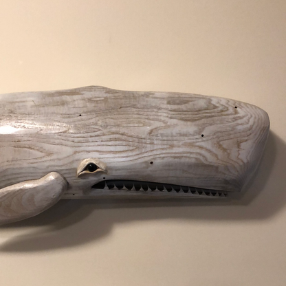 White Wood Carved Whale