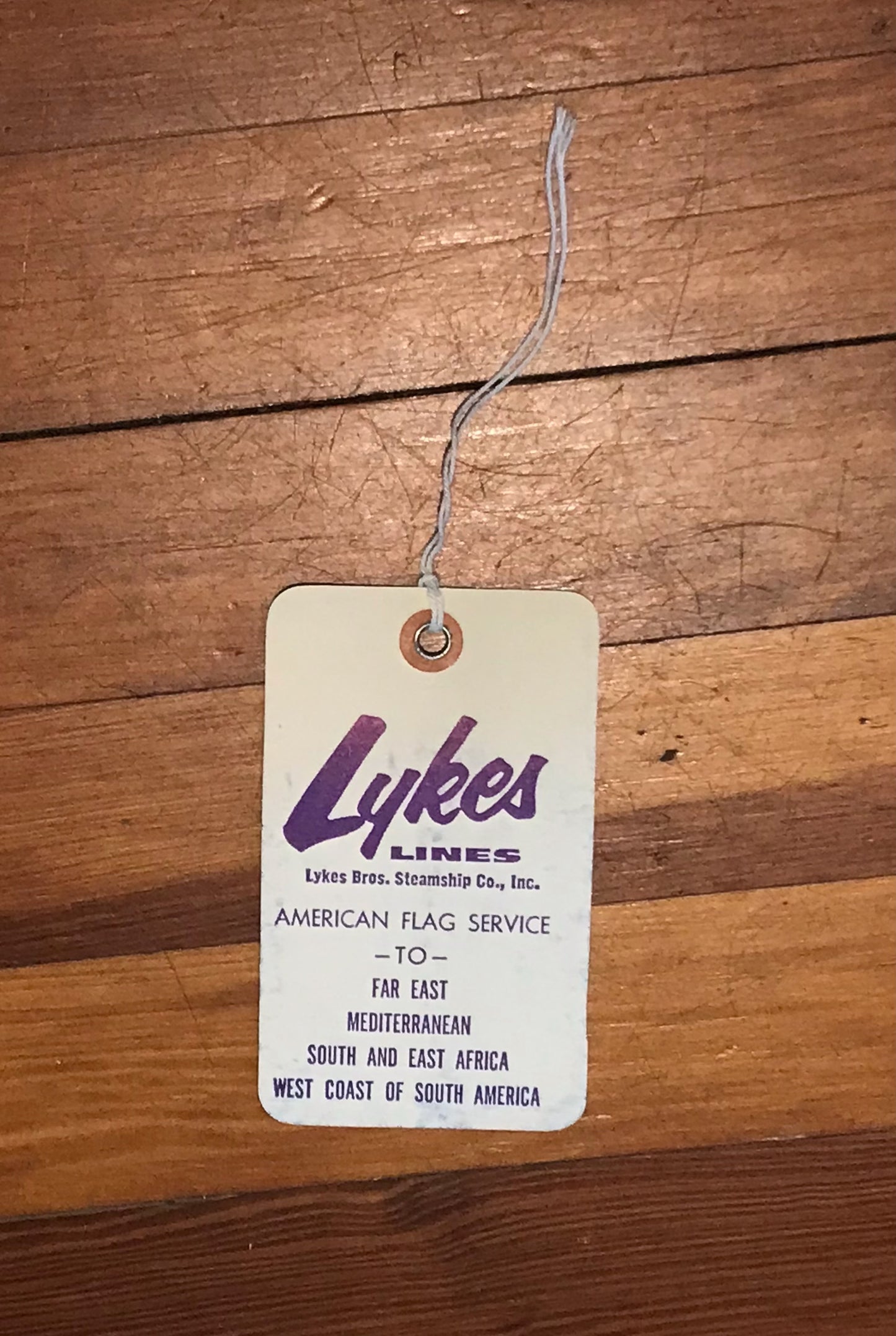 Lyke's Lines Steamship tag