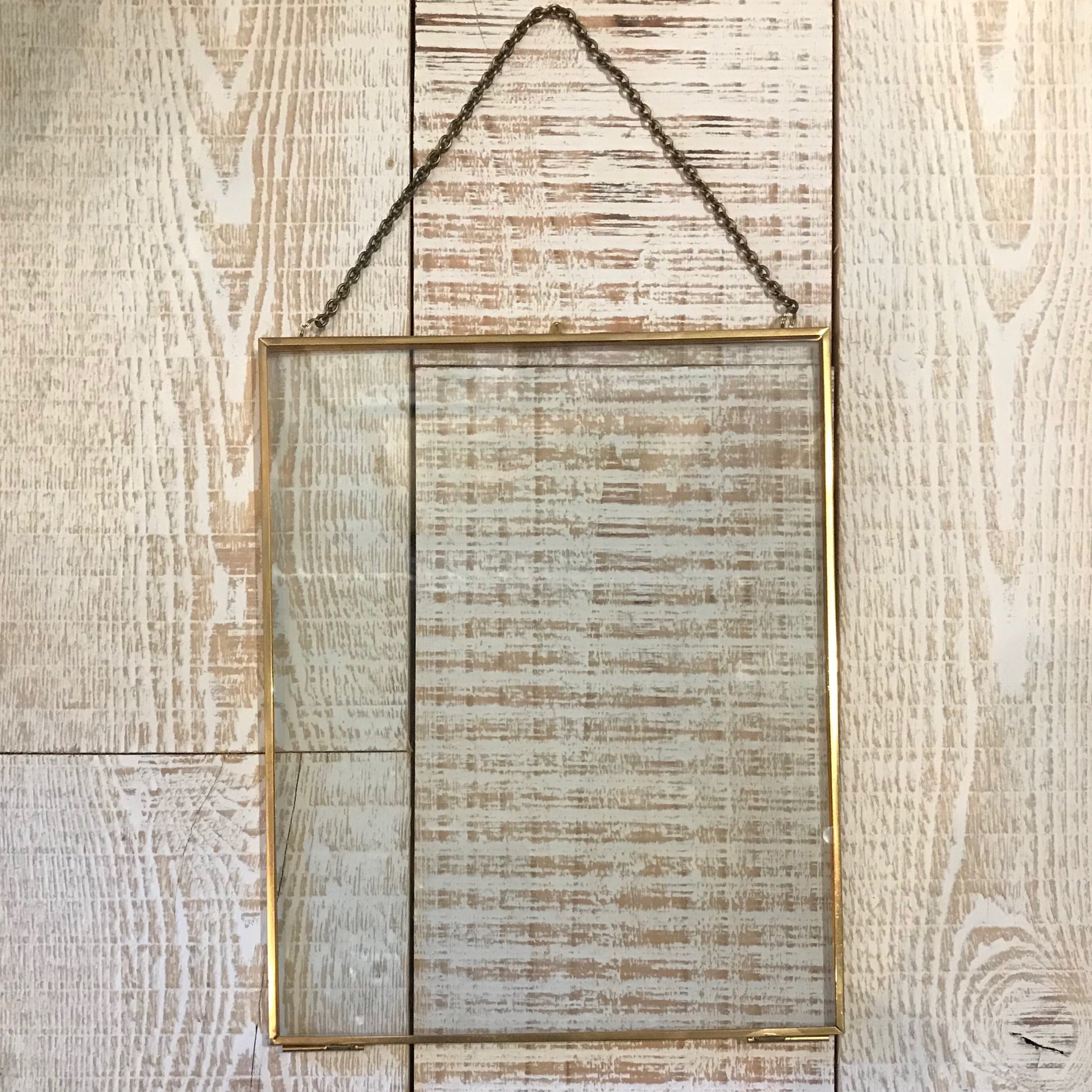 Large Brass Rectangle Floating Frame - Annapolis Maritime Antiques