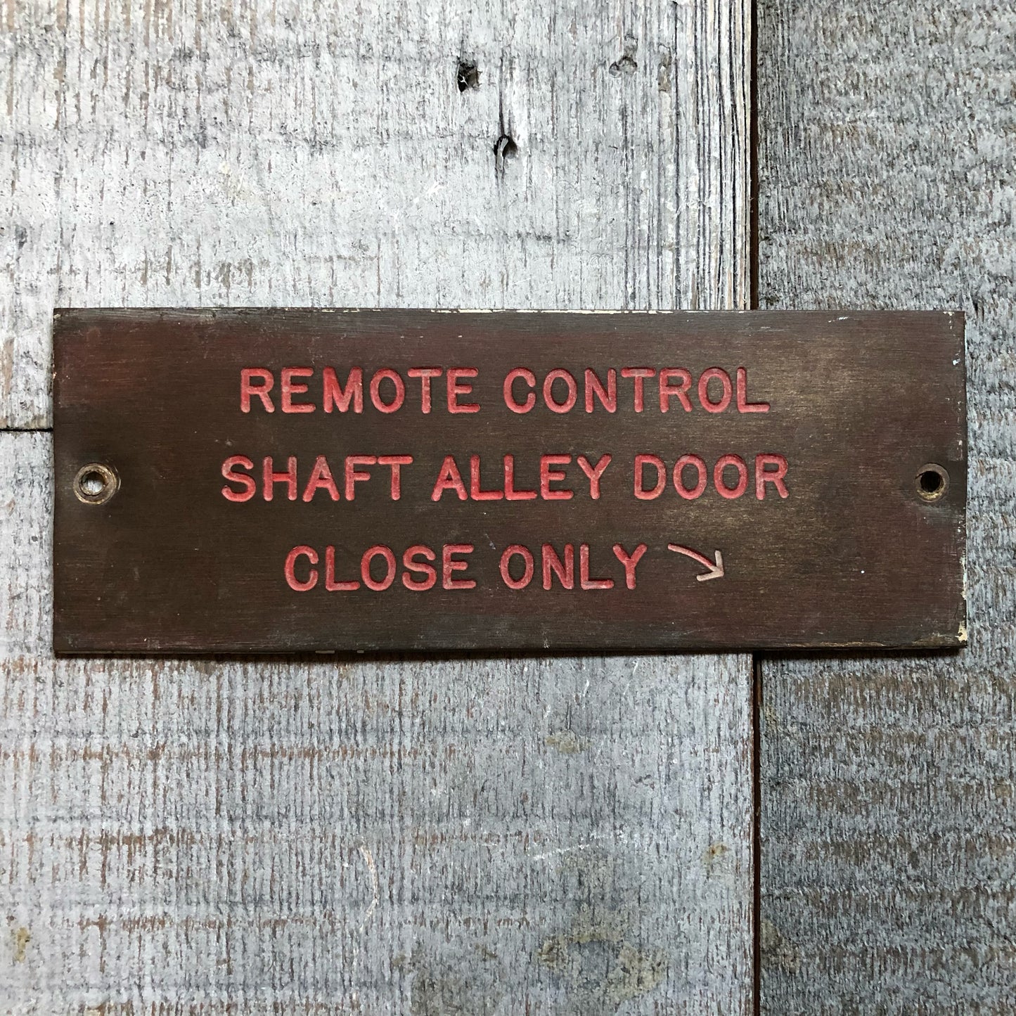 Remote Control Shaft Alley Door plate - Annapolis Maritime Antiques