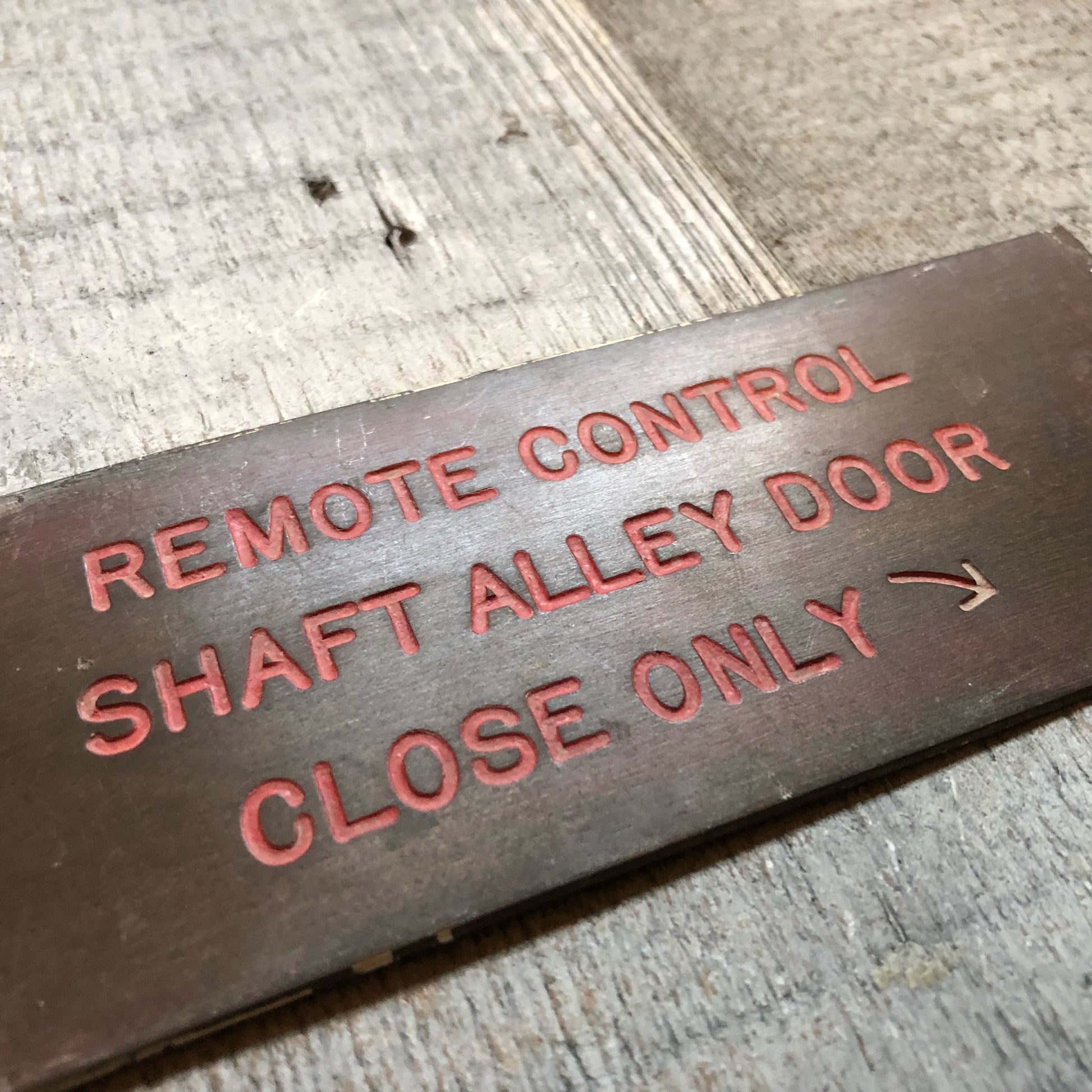 Remote Control Shaft Alley Door plate - Annapolis Maritime Antiques
