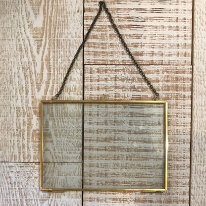 Small Brass Rectangle Floating Frame - Annapolis Maritime Antiques