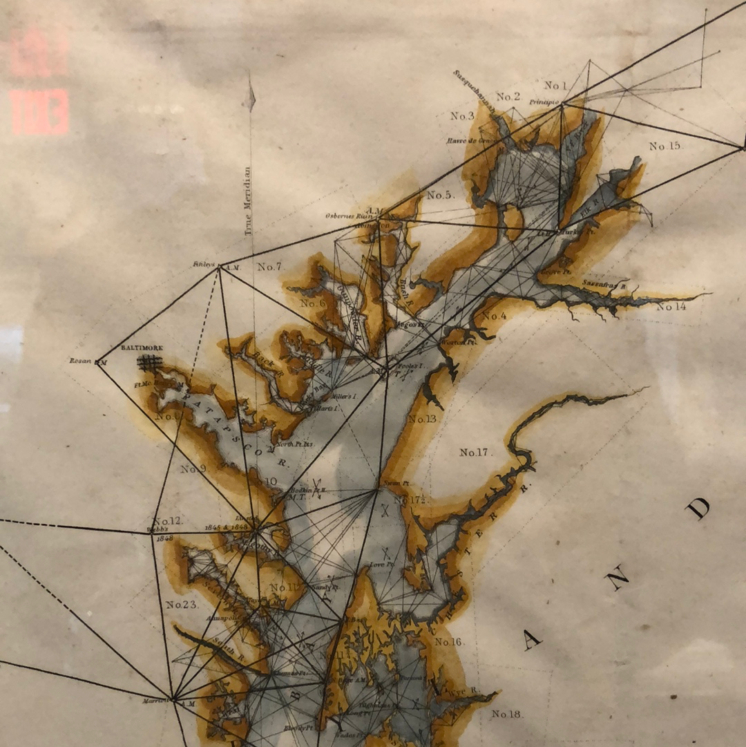 Framed Hand Colored Chart - Chesapeake Bay