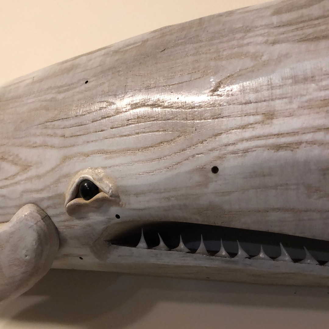 White Wood Carved Whale