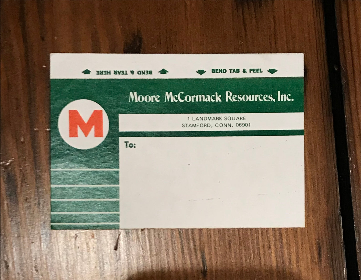 Moore McCormack Green and White Tags