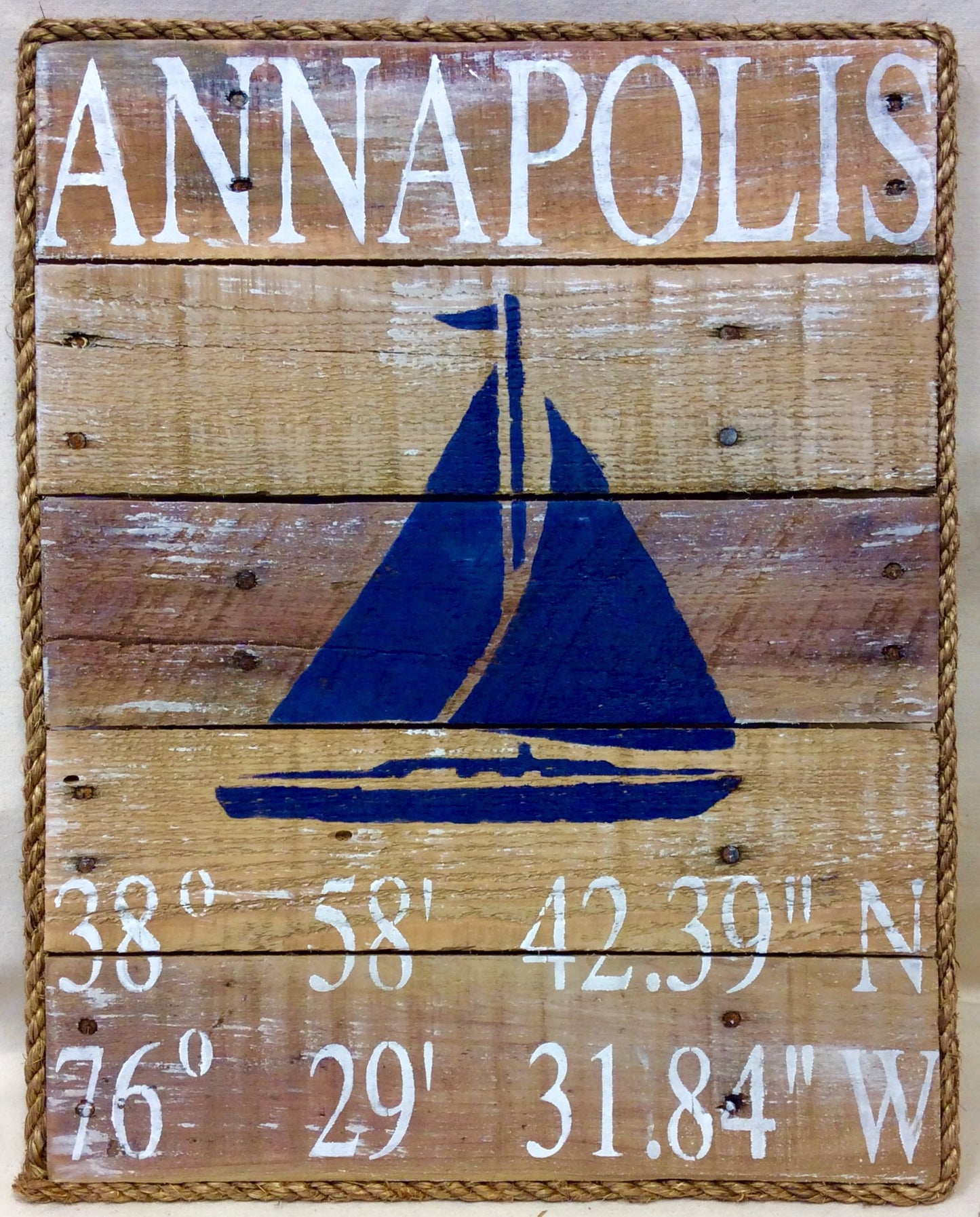 Custom Sign, Eastport/Annapolis or your Location, Lat & Long. - Annapolis Maritime Antiques