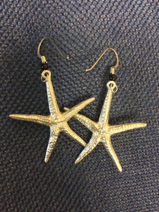 Earrings, pewter Starfish - Annapolis Maritime Antiques
