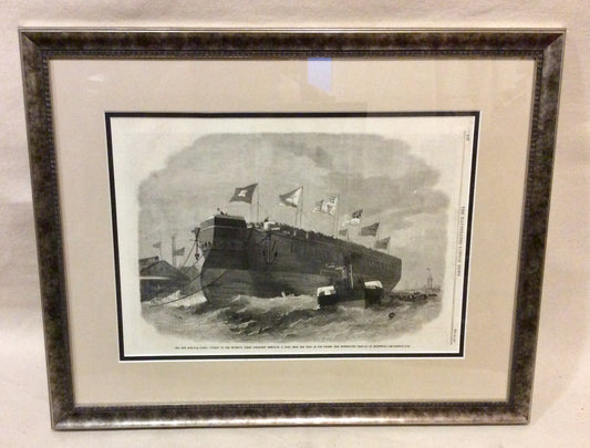 Framed original print of steam ship Minotaur - Annapolis Maritime Antiques