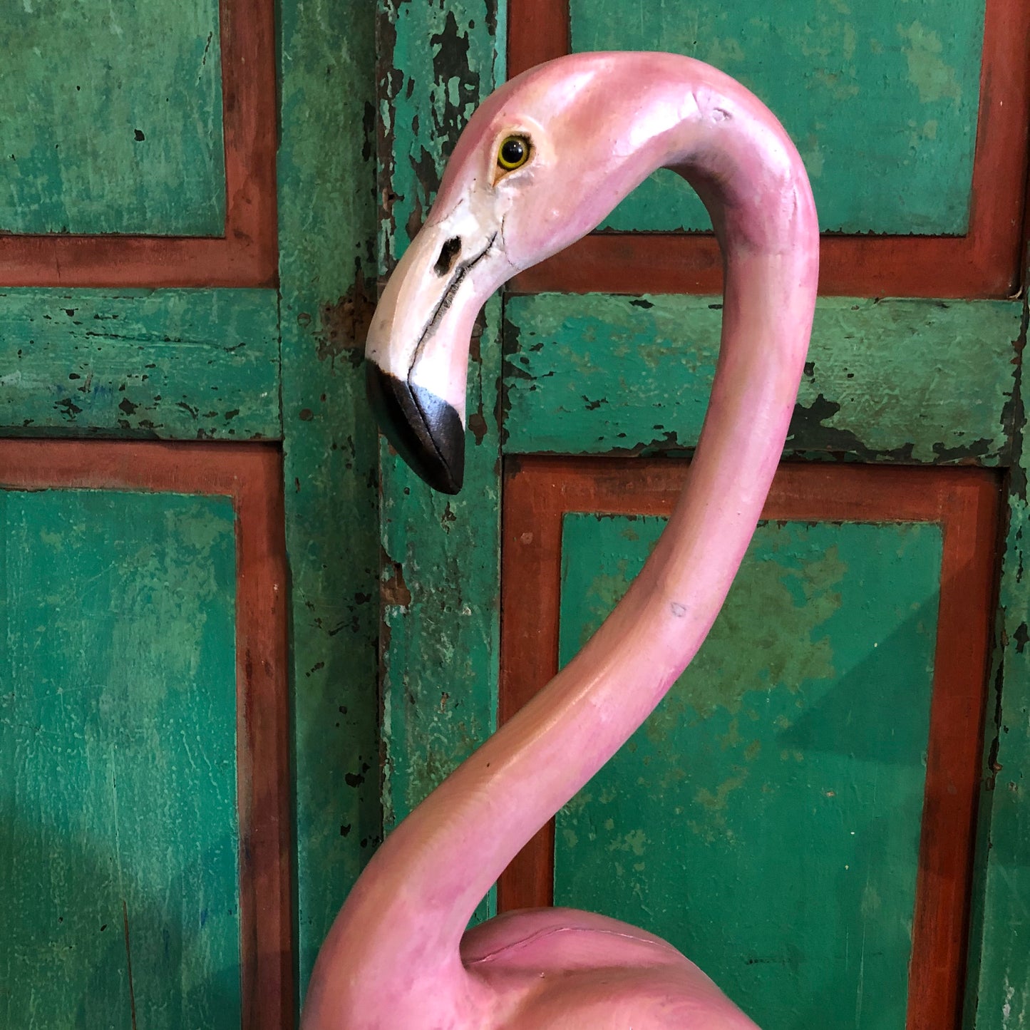 Standing Upright Flamingo, Wood Carving