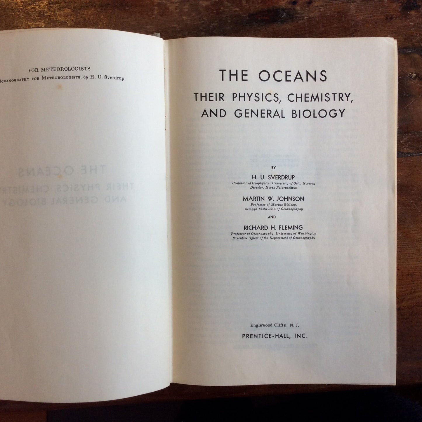 Book, "The Oceans: Their Physics, Chemistry, and General Biology"