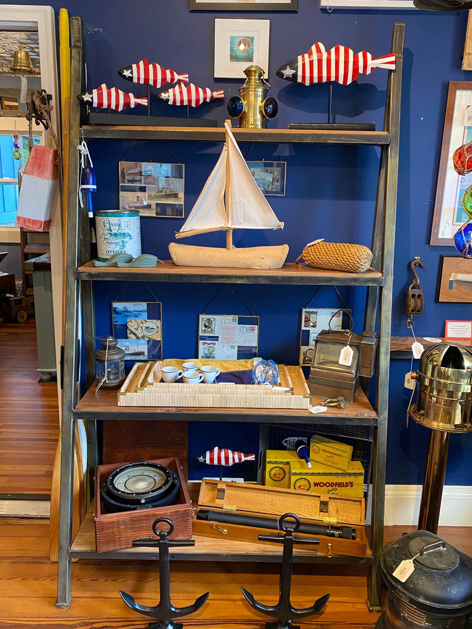 Shelf Unit, Steel and Black Walnut - Annapolis Maritime Antiques
