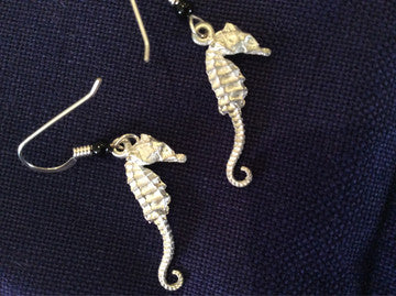 Earrings, Seahorse, Pewter - Annapolis Maritime Antiques