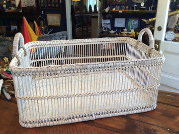 Basket, White-washed, Large - Annapolis Maritime Antiques