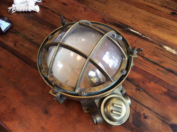 Light, Porthole, Brass 10 Inch Wired For 120v Bulb - Annapolis Maritime Antiques